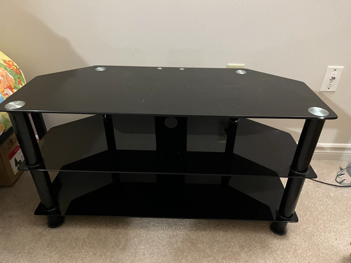 Black 3-Shelf Glass TV Stand