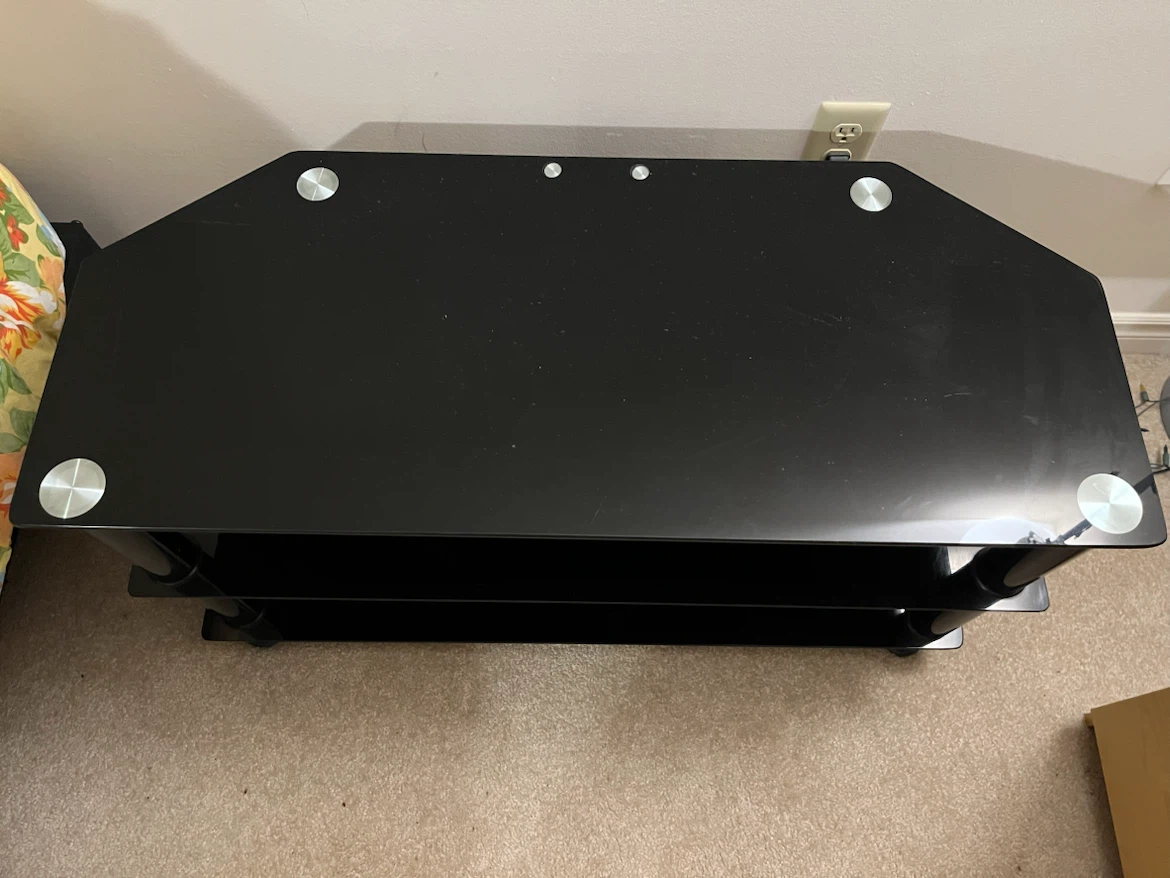 Black 3-Shelf Glass TV Stand - photo 3