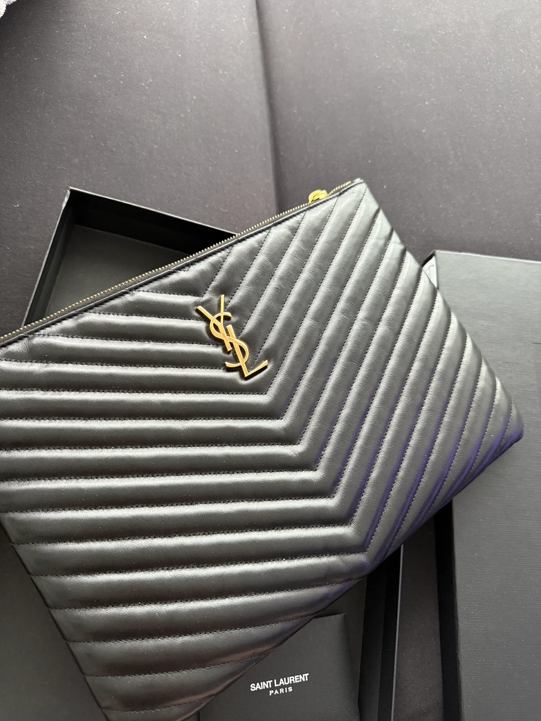 Saint Laurent Black Quilted Leather Clutch Bag - photo 3
