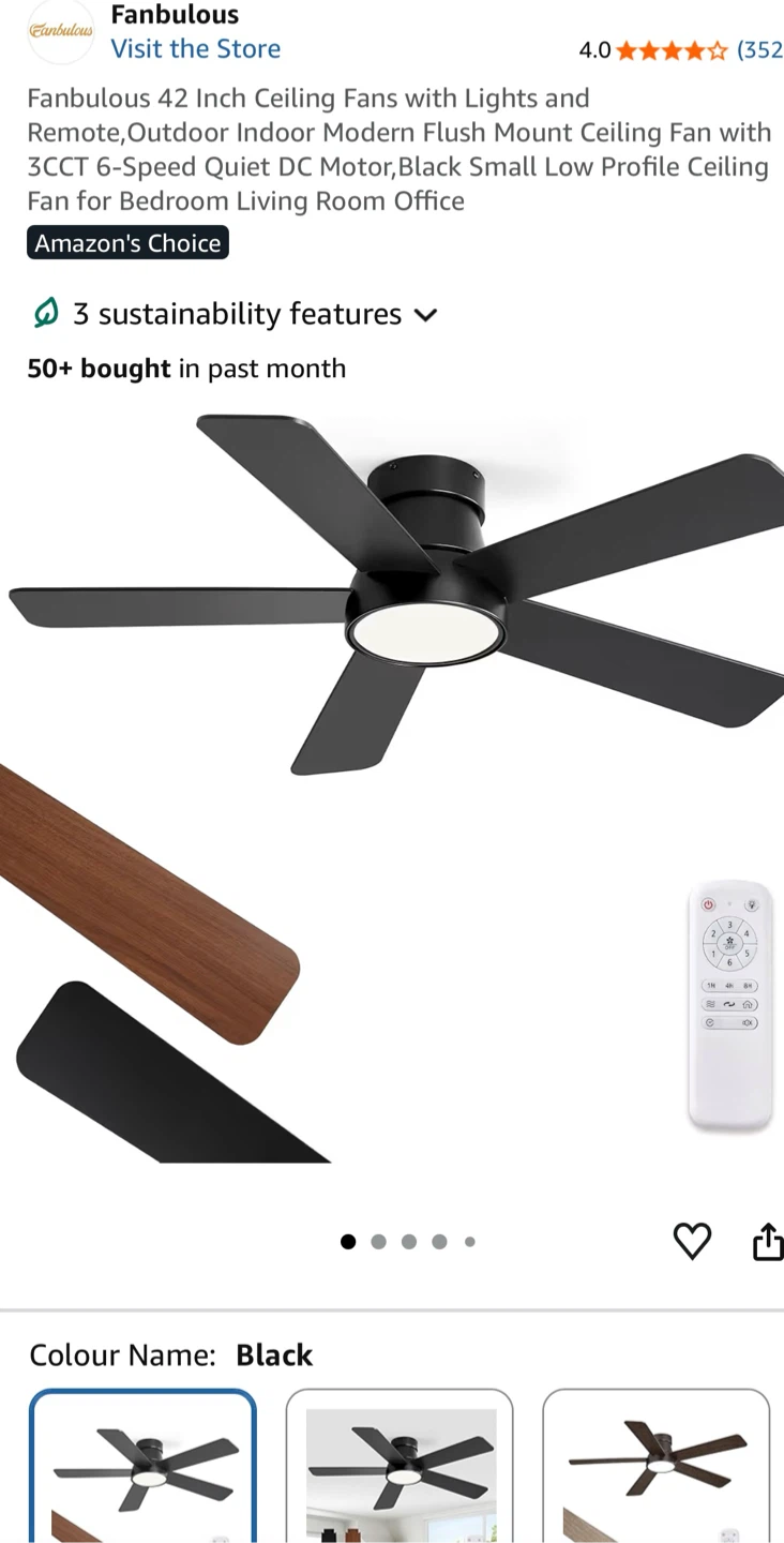 Fanbulous 42 Inch Ceiling Fan with Lights and Remote