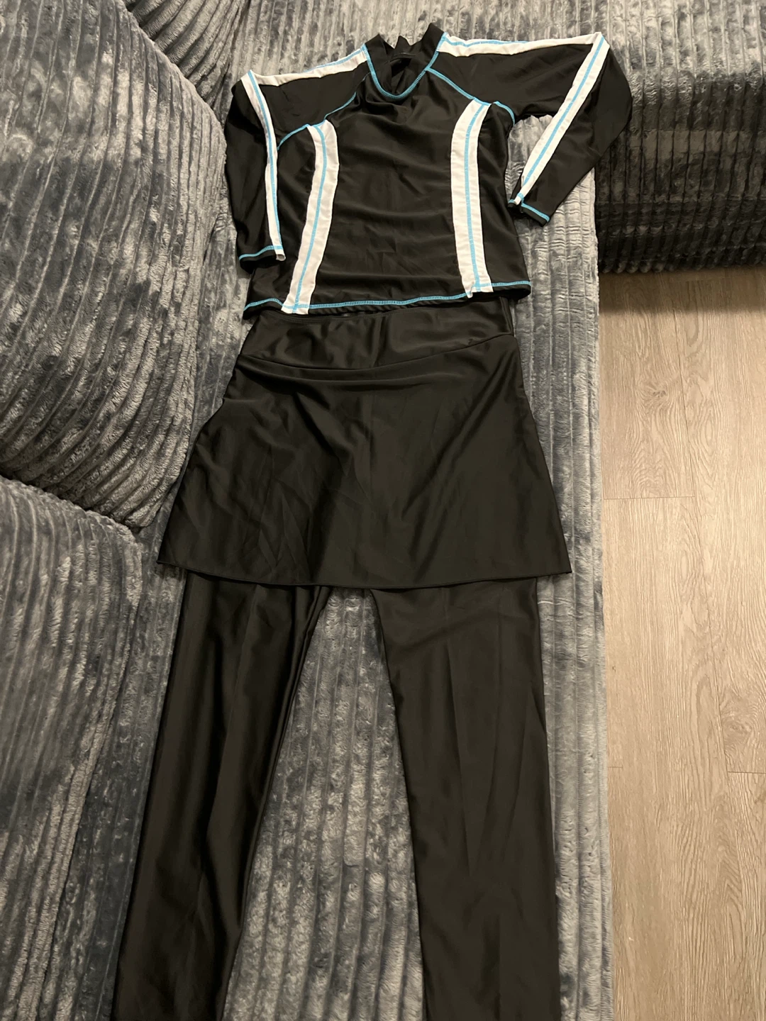Black Modest Swimsuit with Skirt and Pants