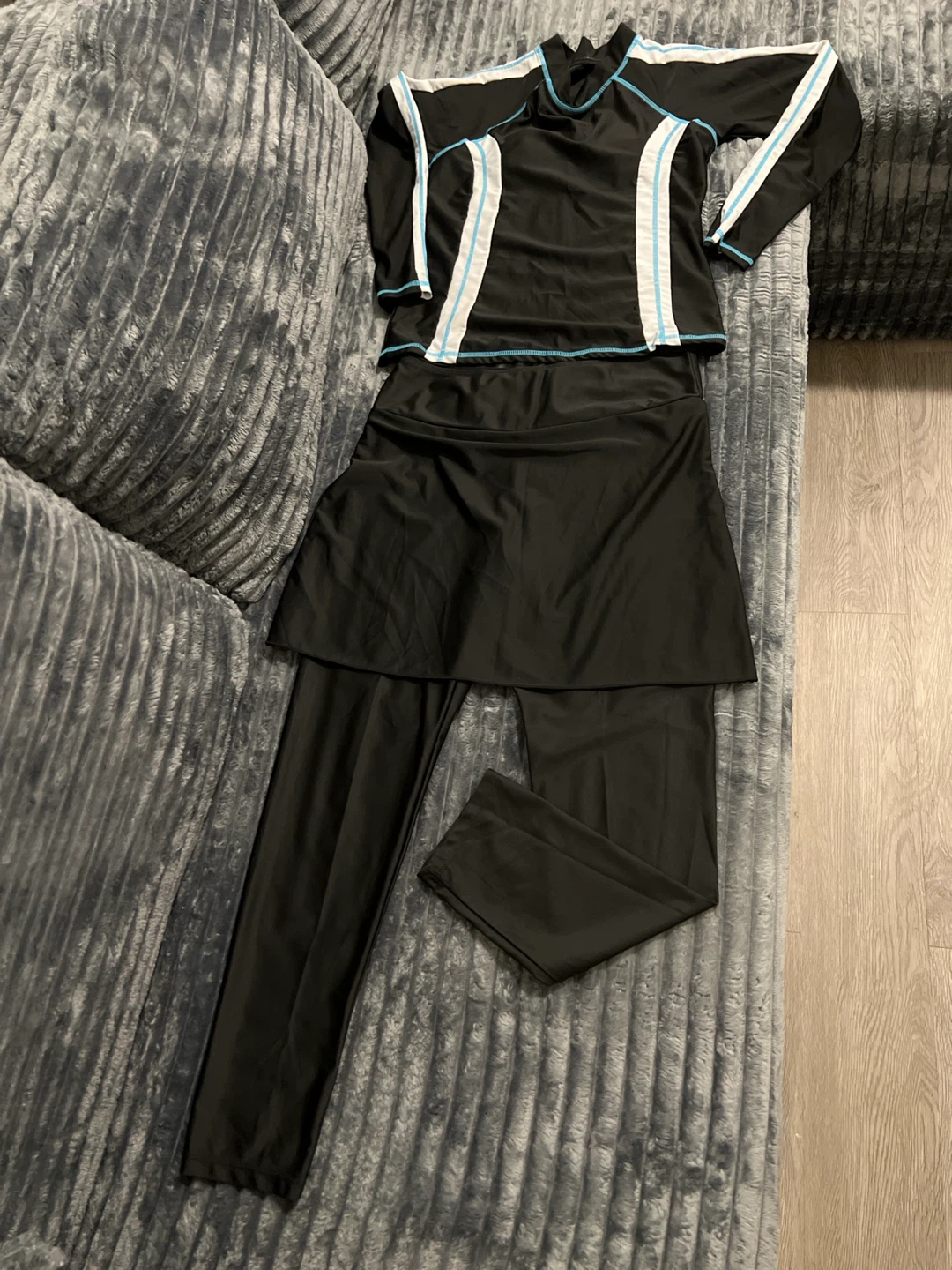 Black Modest Swimsuit with Skirt and Pants - photo 2