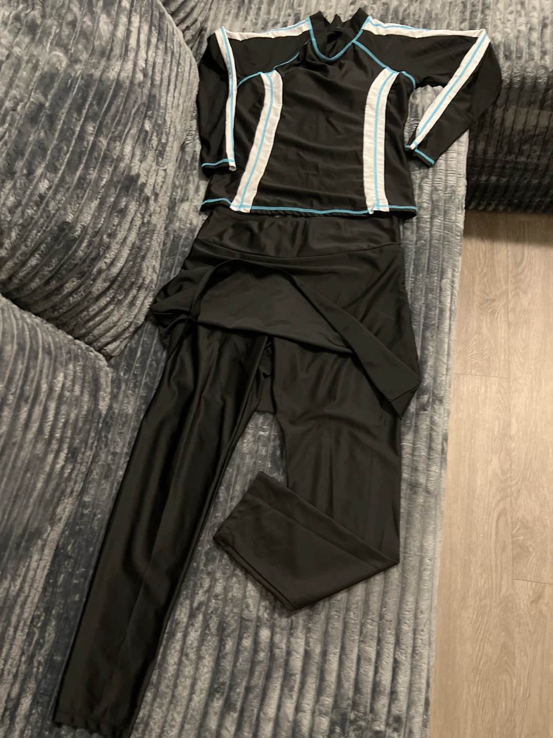 Black Modest Swimsuit with Skirt and Pants - photo 3