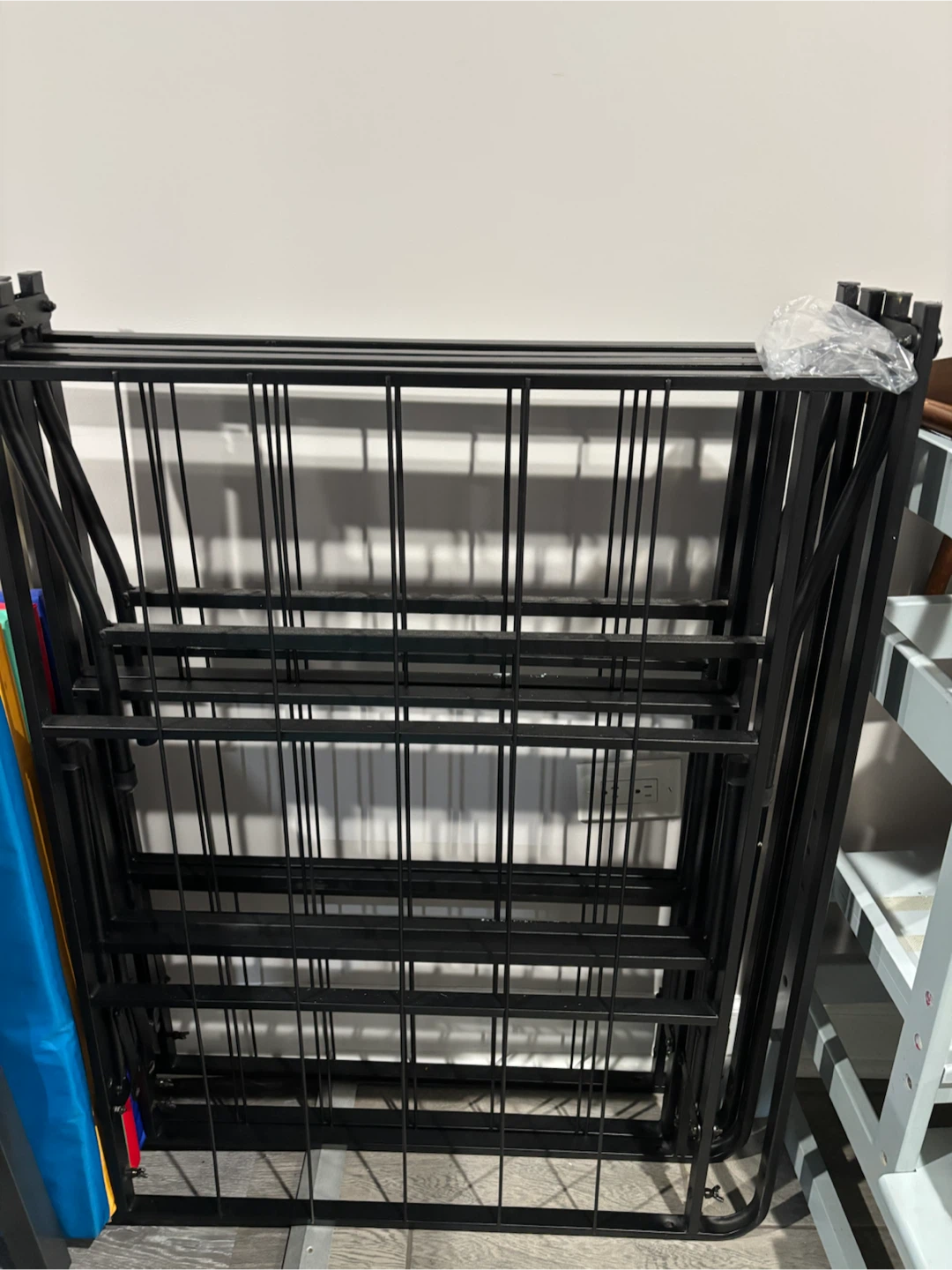 Black Metal Folding Bed Frame queen platform 16” high