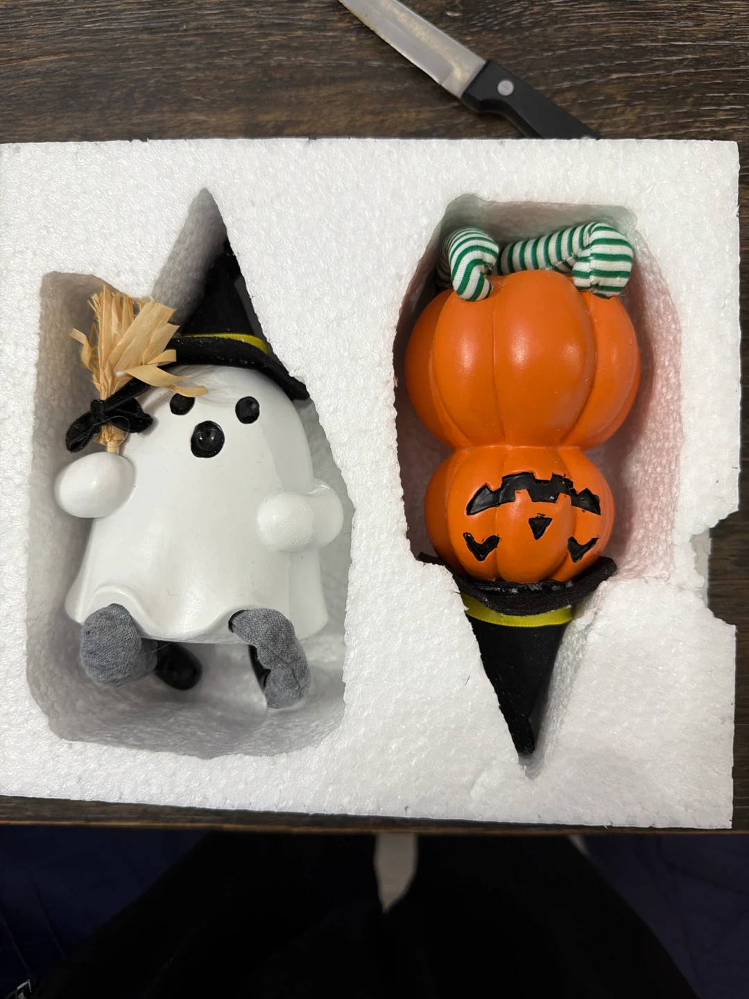 Halloween Ghost and Pumpkin Figurines