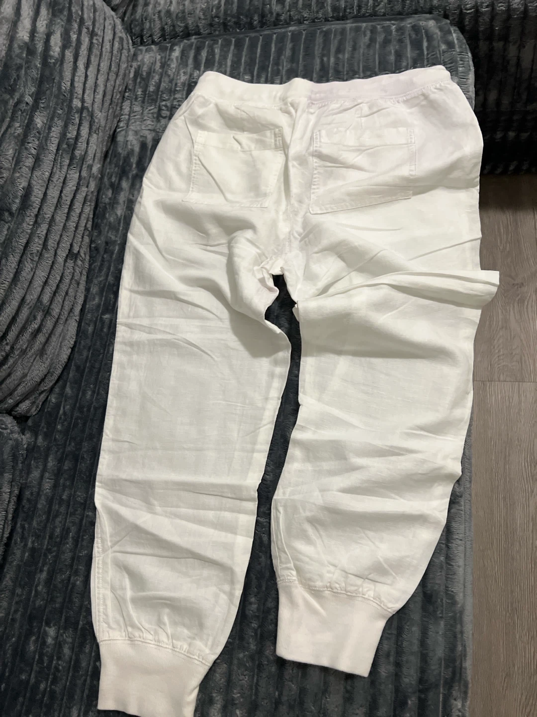 White Linen-Blend Jogger Pants - photo 3