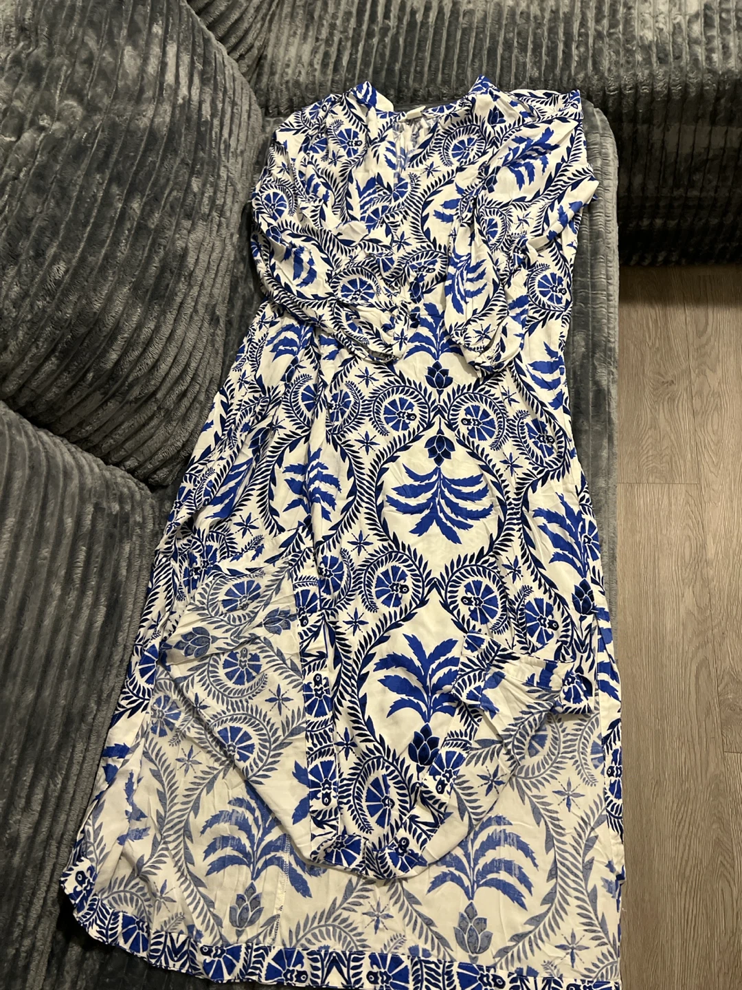 Blue and White Floral Maxi Dress