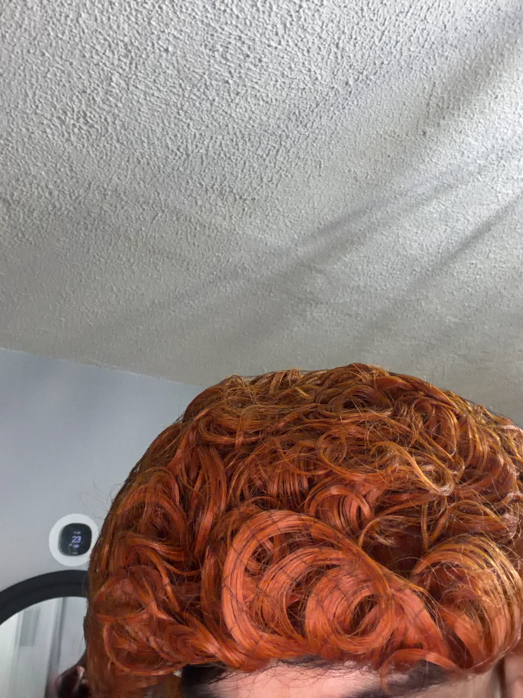 Orange Curly Wig with green gem necklace - photo 2