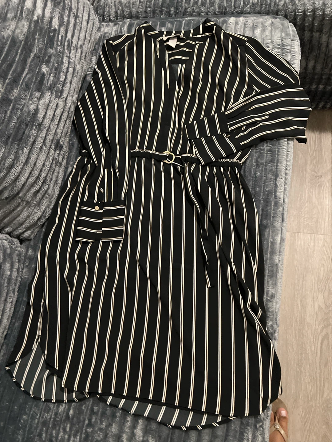 H&M Striped V-Neck Midi Dress