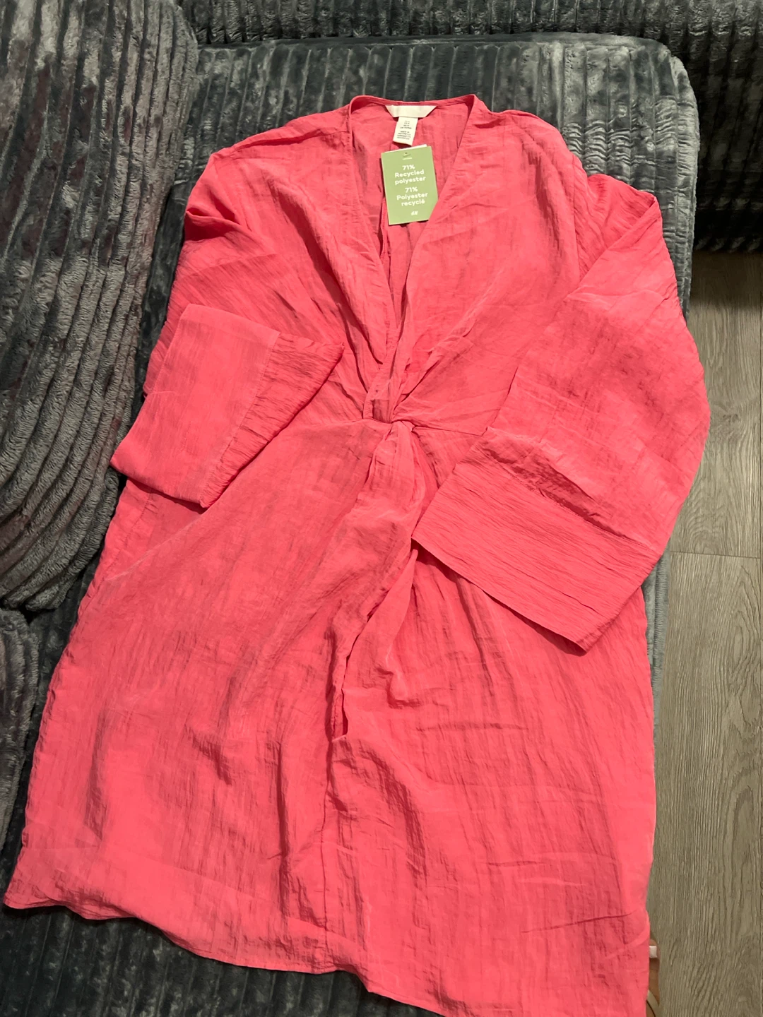 H&M Pink Crinkle Fabric Twist Front Dress