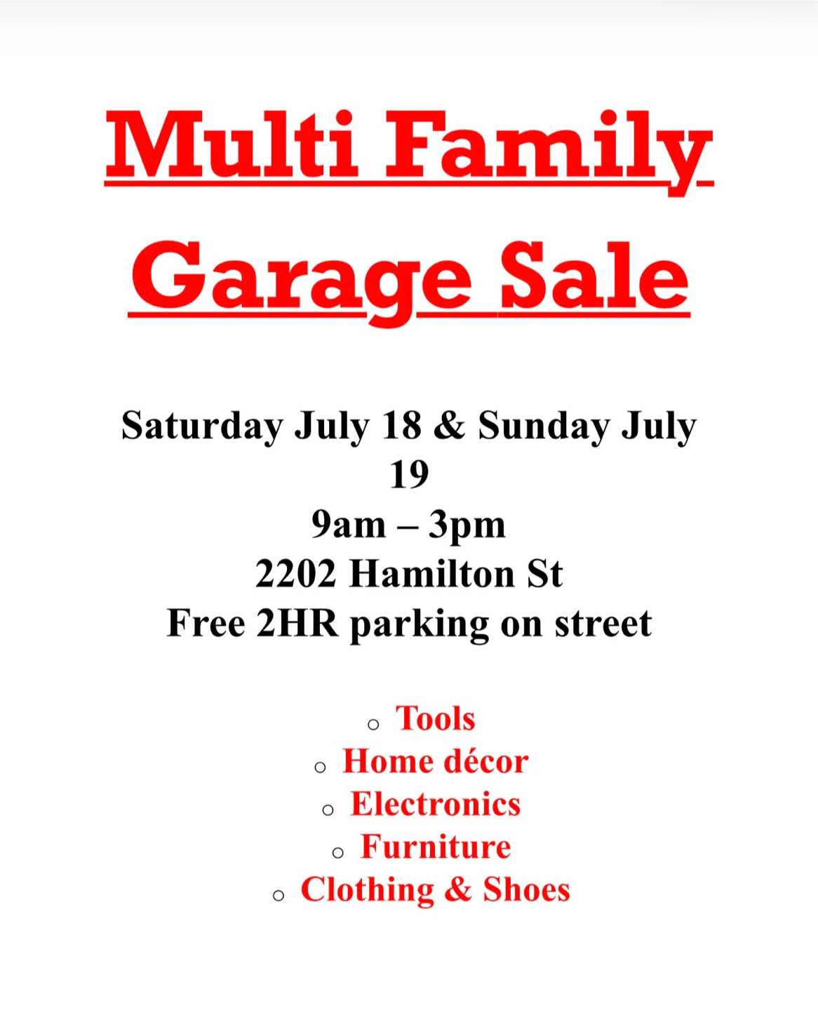 Multi Family Garage Sale - Connaught Heights
