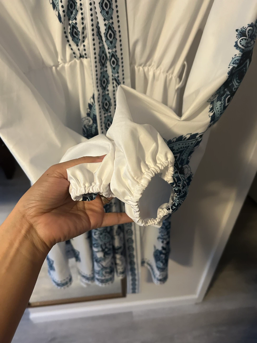 White Dress with Blue Paisley Print - photo 3