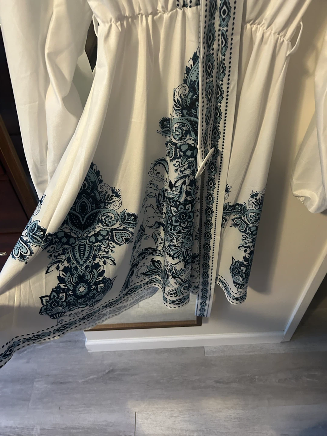 White Dress with Blue Paisley Print - photo 4