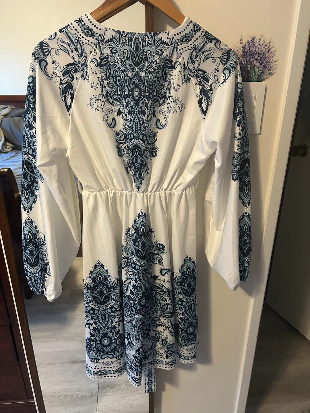 White Dress with Blue Paisley Print - photo 5