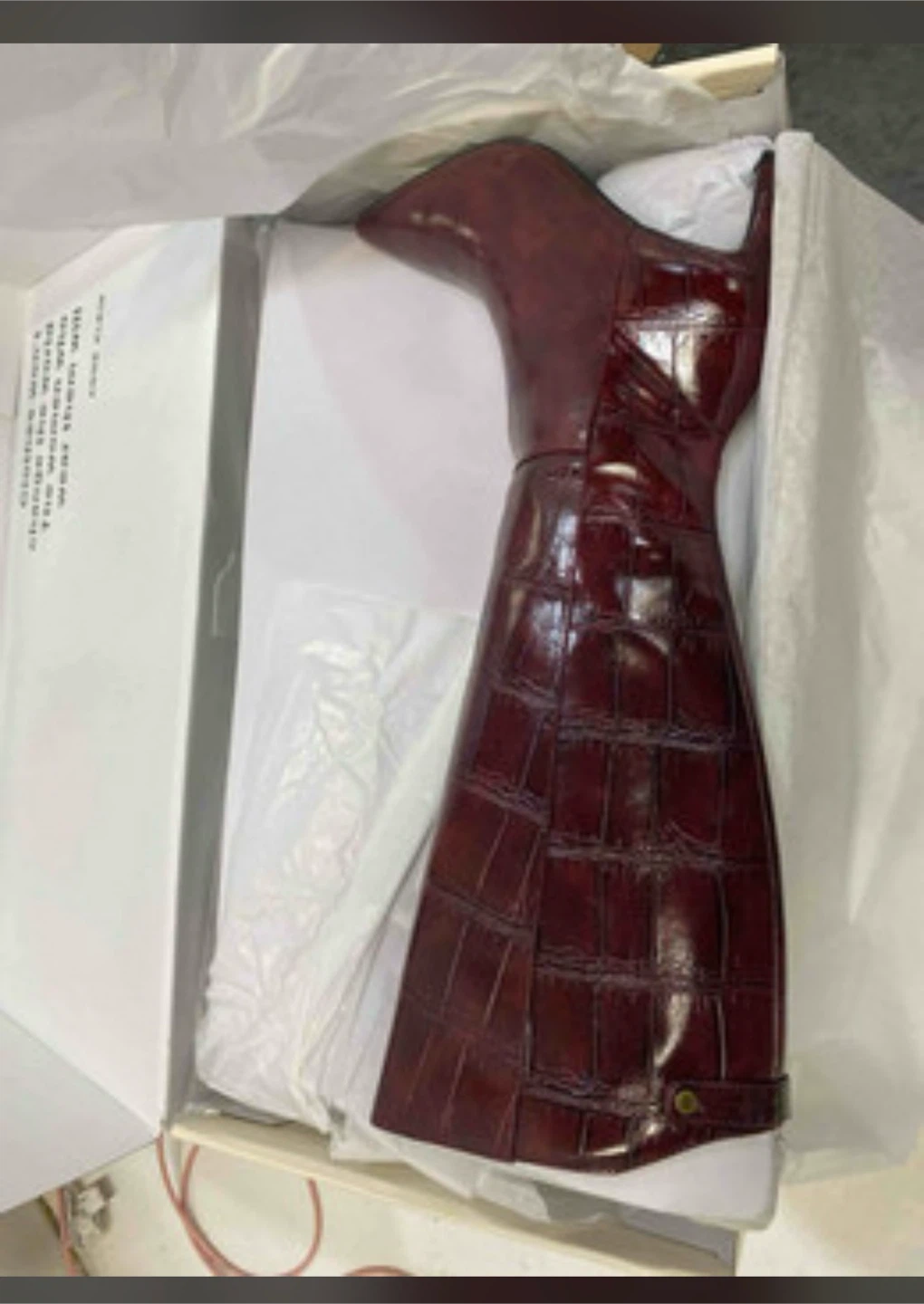 Anne Klein: Maroon Croc Embossed Knee-High Boots