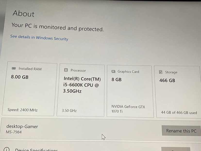 Custom  PC - Intel i5-6600K, 8GB RAM, 466GB Storage, GTX 1070 Ti - photo 3