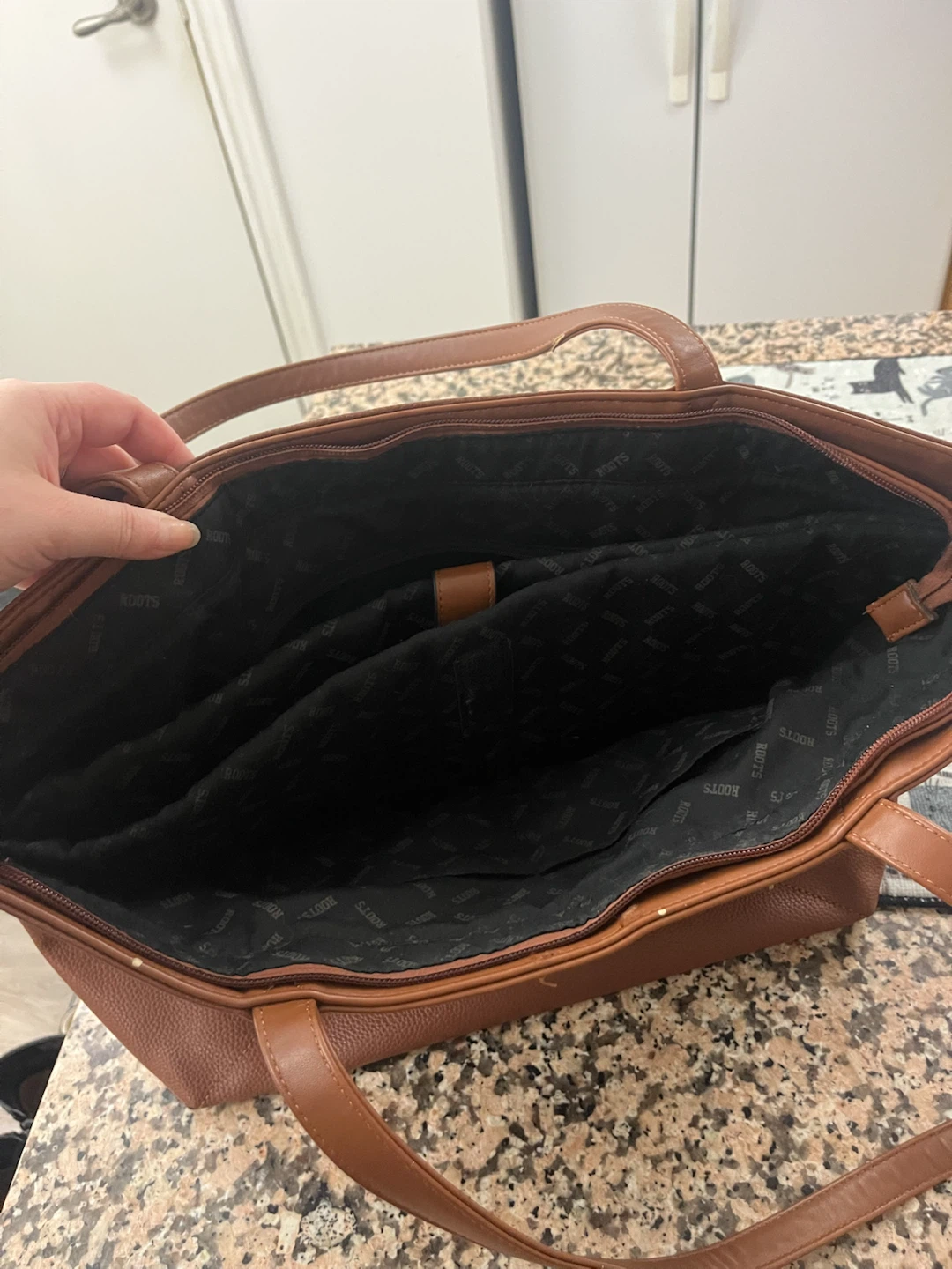 Roots Brown Faux Leather Tote Bag - photo 3