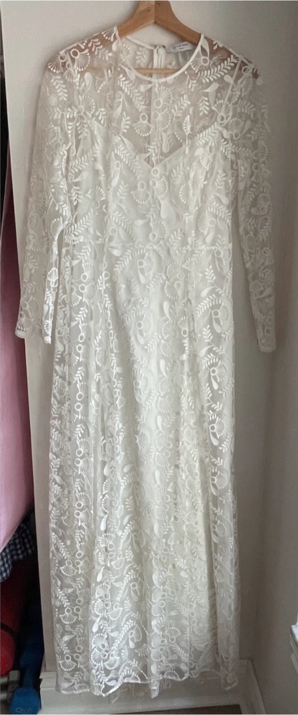 Bridal Two-Piece Embroidered Overlay Wedding Dress size 8 - photo 2