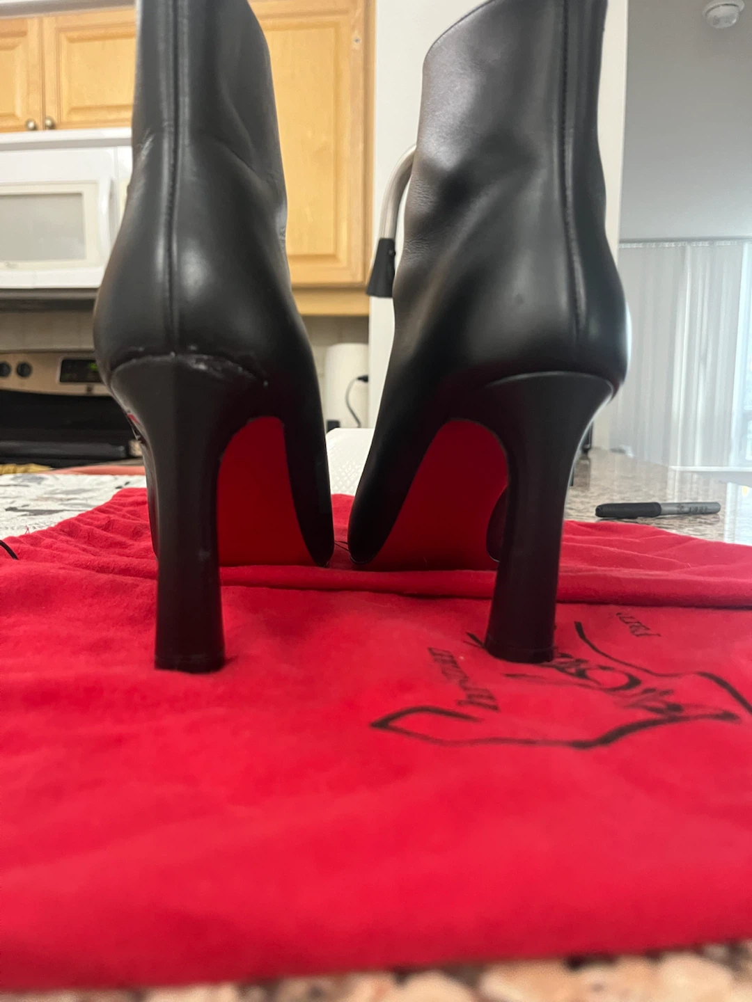 Christian Louboutin Black Leather Ankle Boots