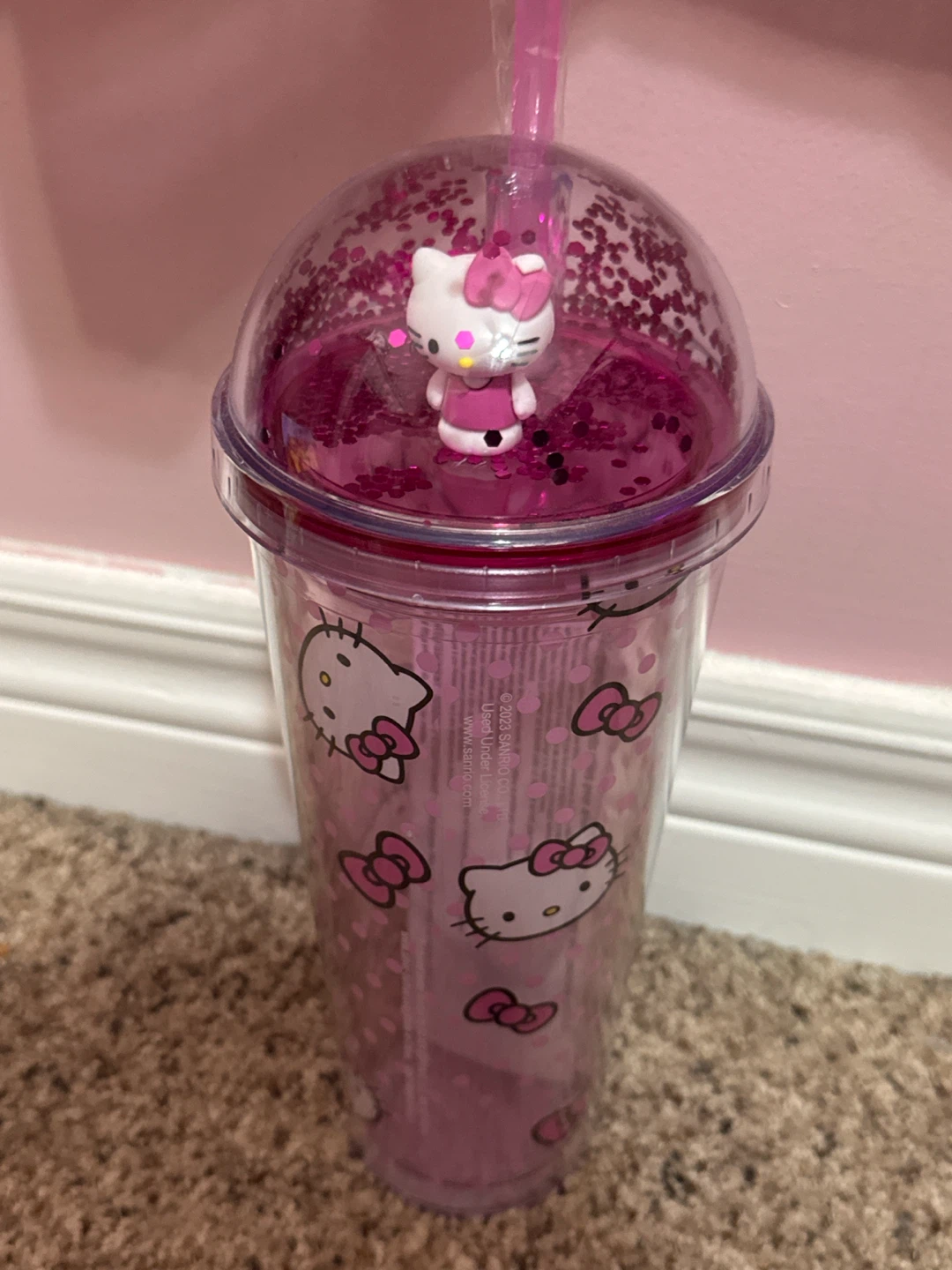 Hello Kitty Glitter Tumbler with Straw