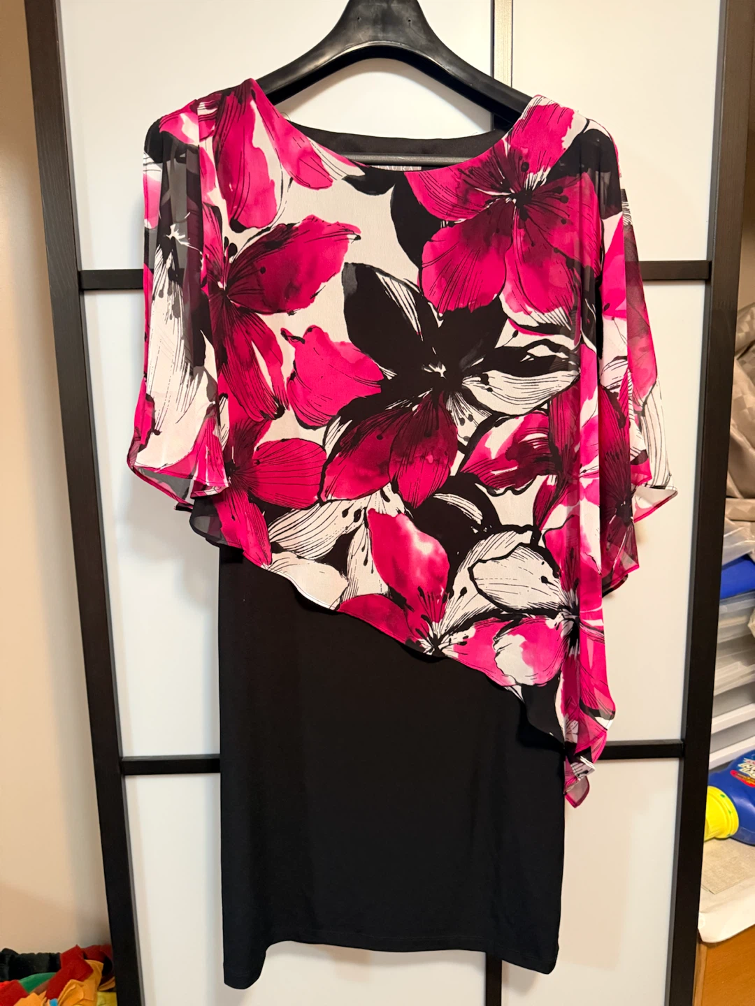 Laura Black Dress with Pink Floral Overlay - photo 4