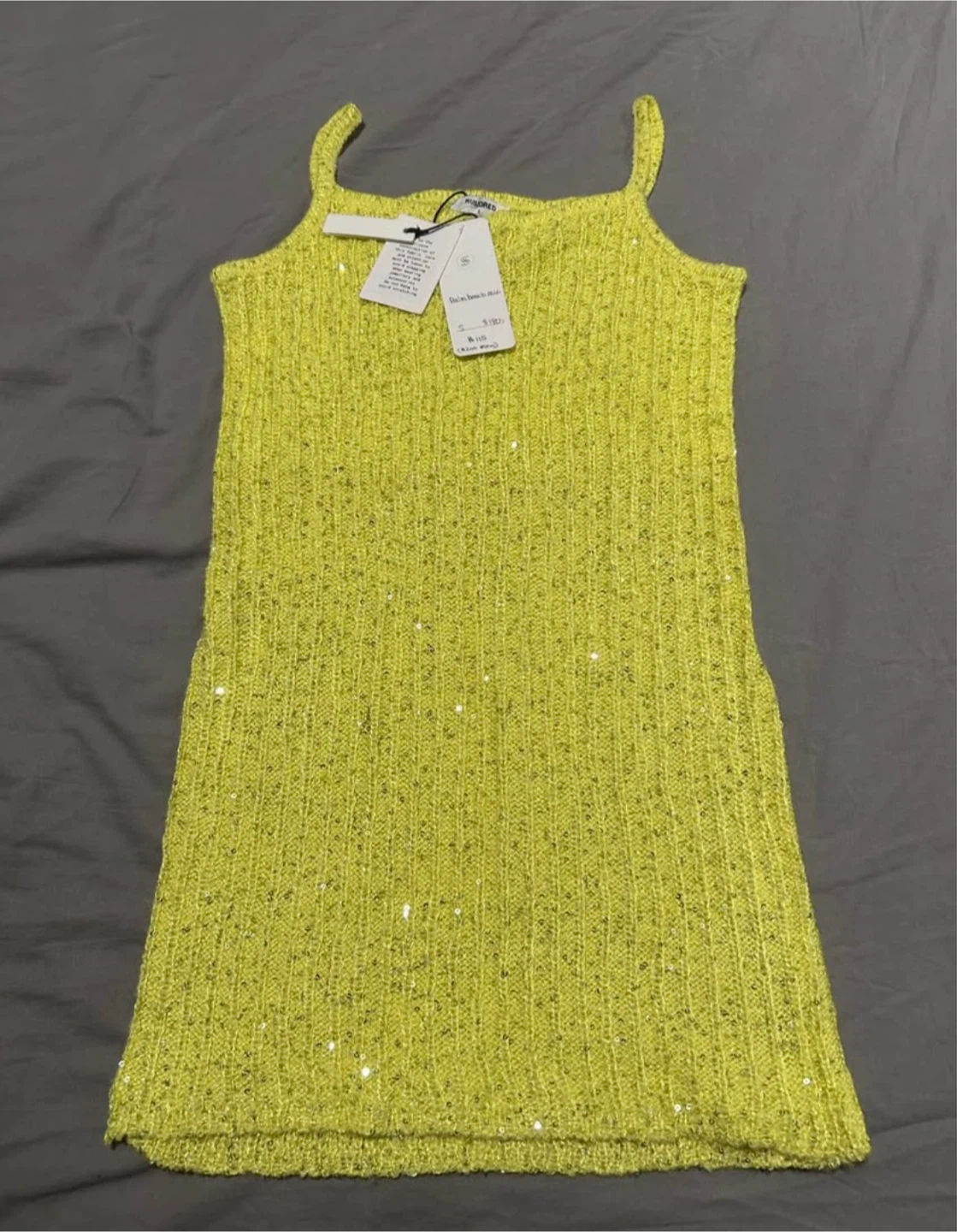 Rumored Palm Beach Mini Dress - Yellow Sparkle