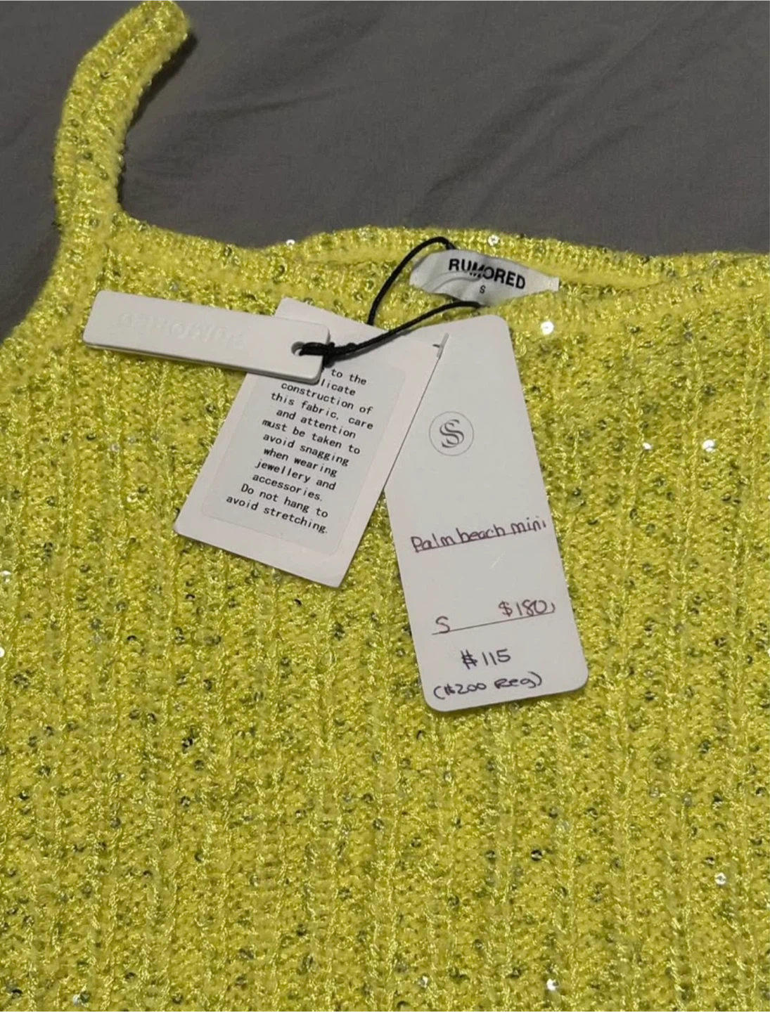 Rumored Palm Beach Mini Dress - Yellow Sparkle - photo 2