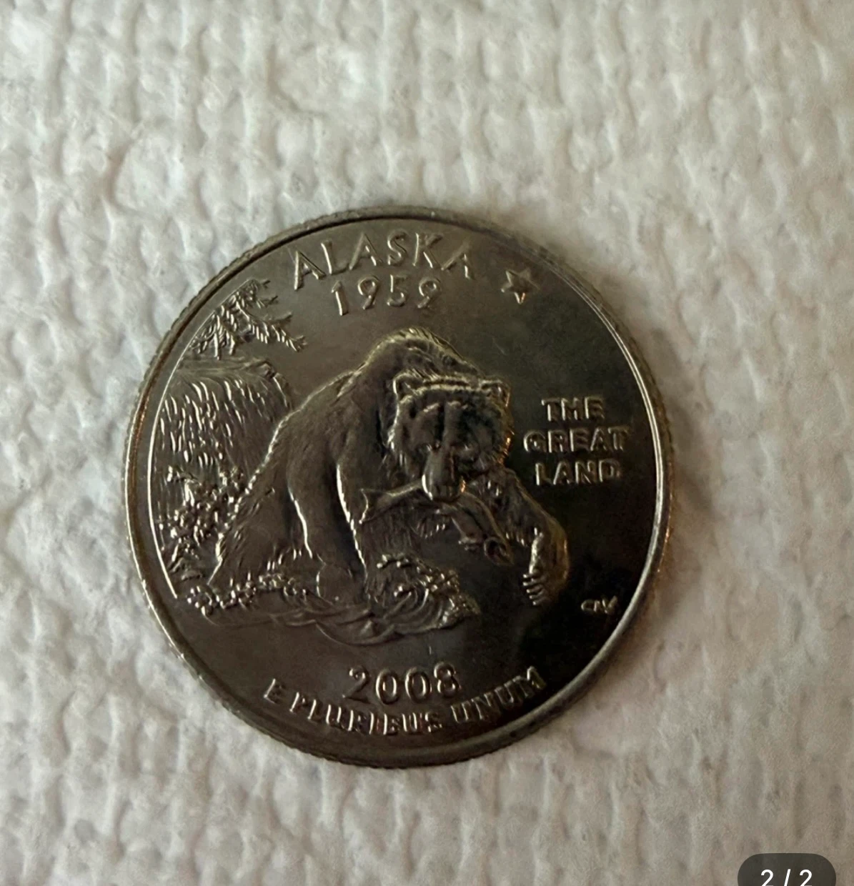 Alaska State Quarter and UK 10 Pence Coin - photo 2