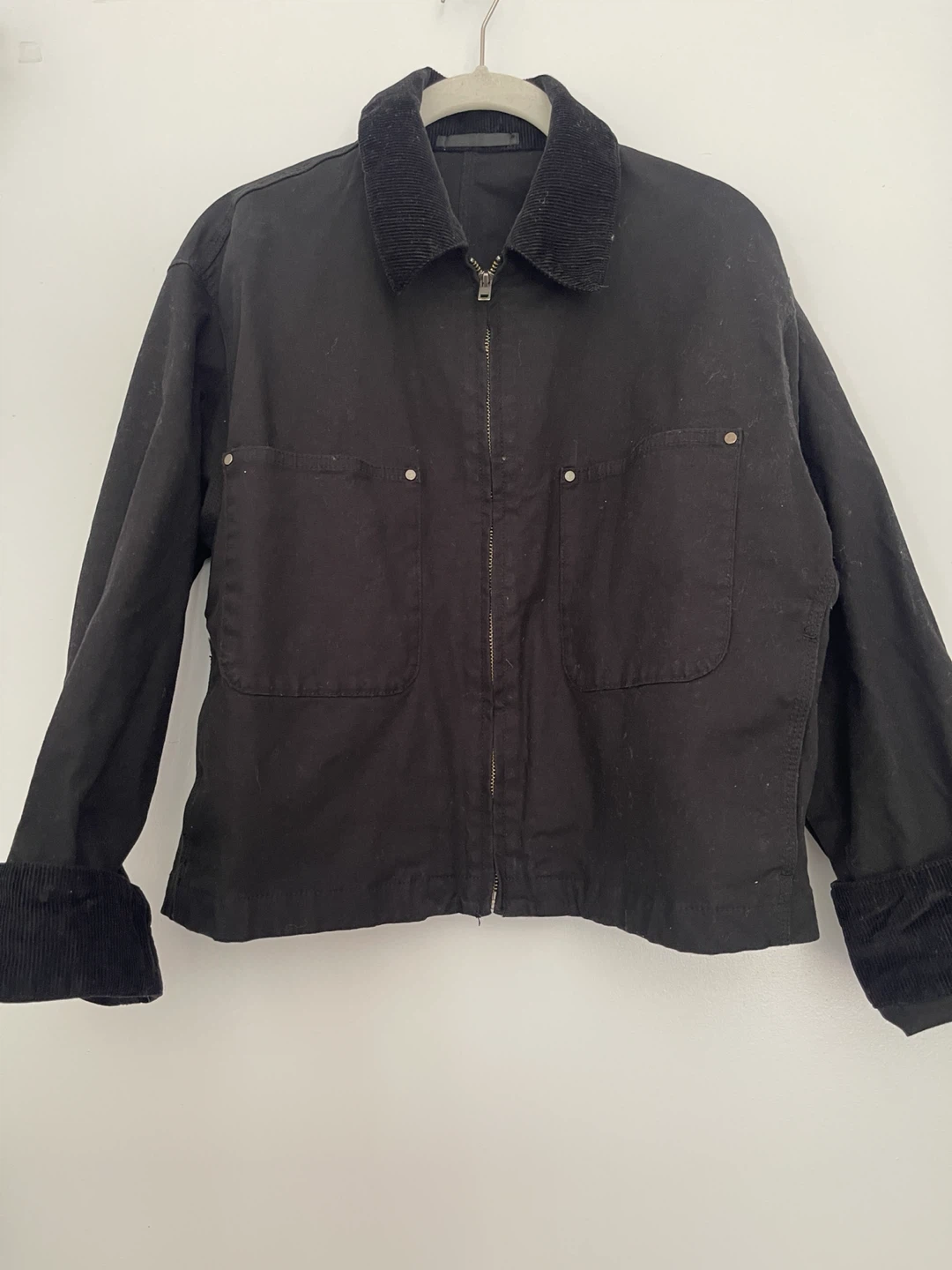 Uniqlo Black Corduroy Collar Jacket - photo 2