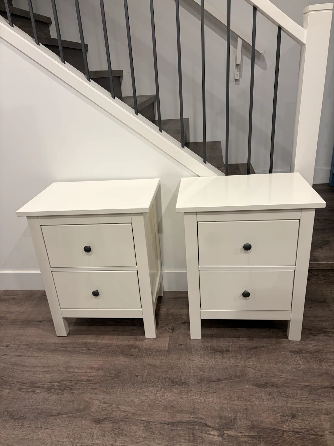 pair of IKEA HEMNES nightstands in white