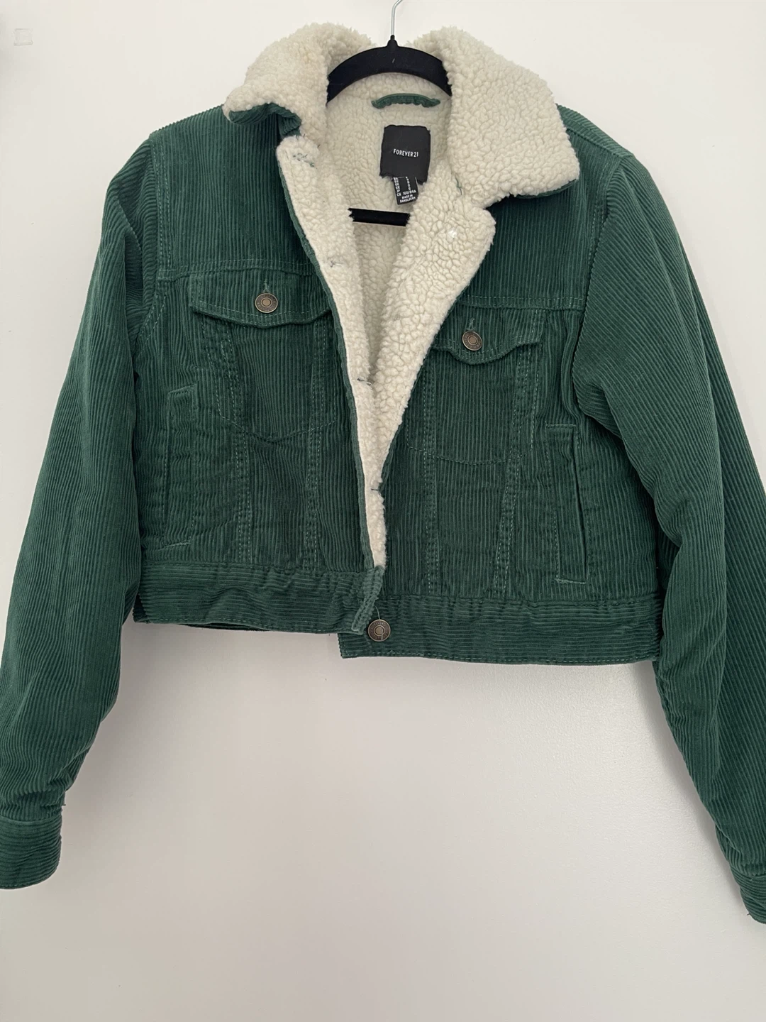 Forever 21 Green Corduroy Sherpa Lined Jacket