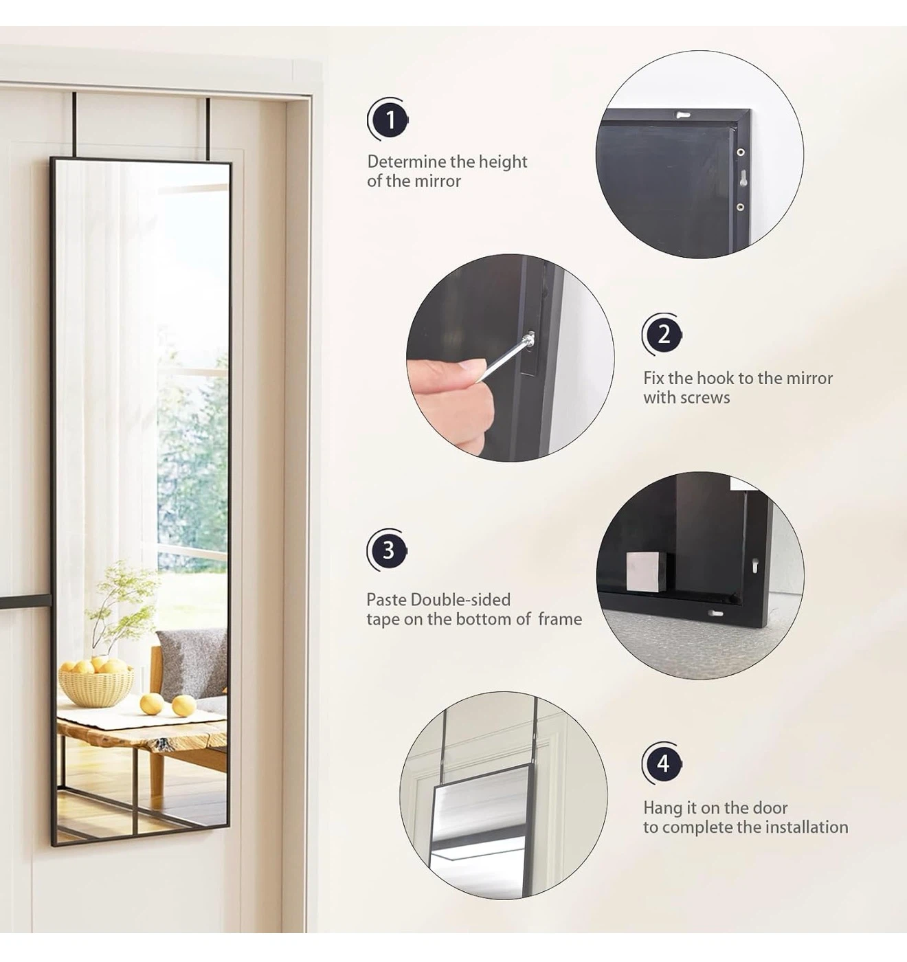 Full Length Mirror with Over-the-Door Hooks - photo 5