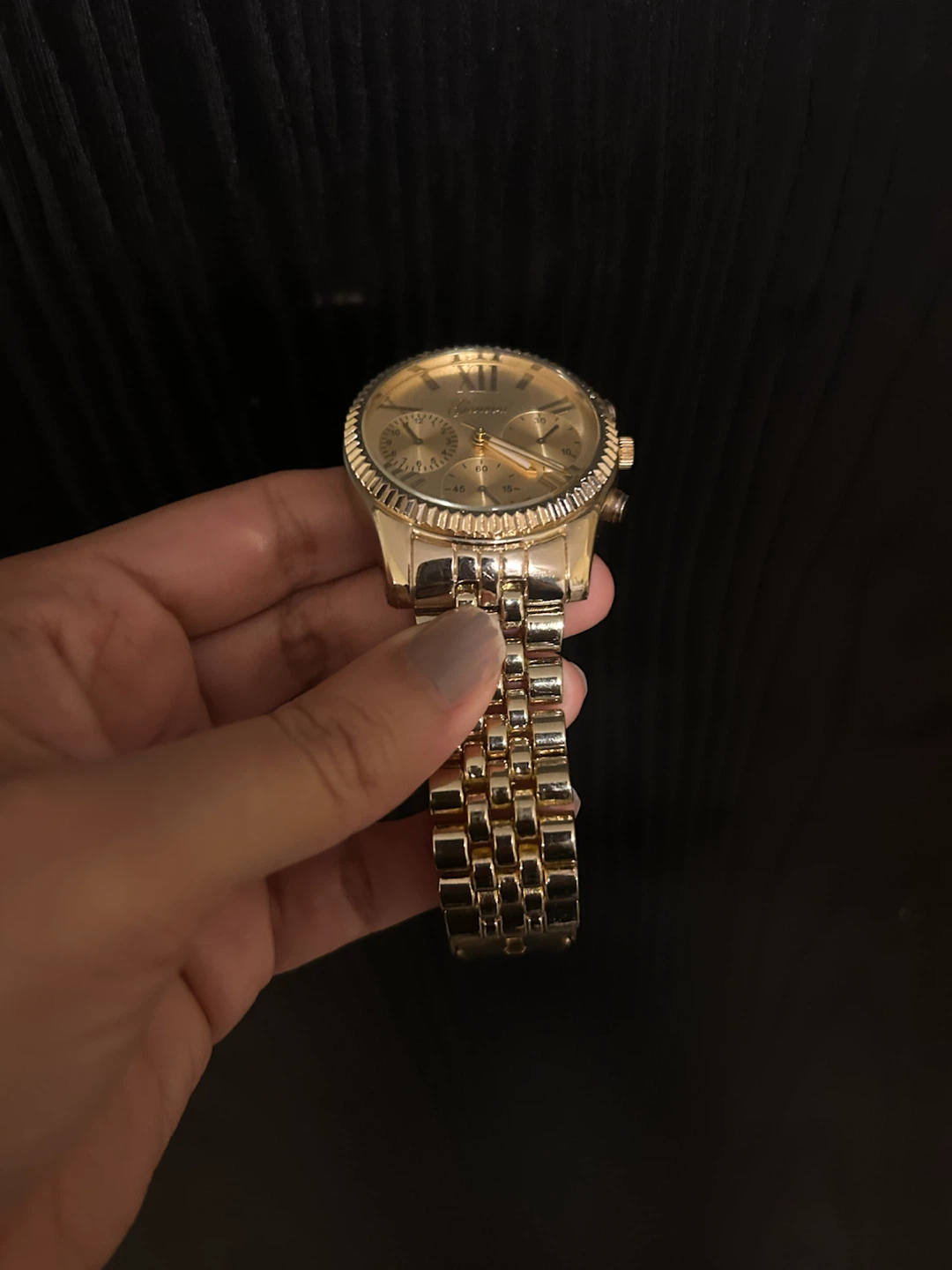 Geneva Gold Tone Chronograph Watch