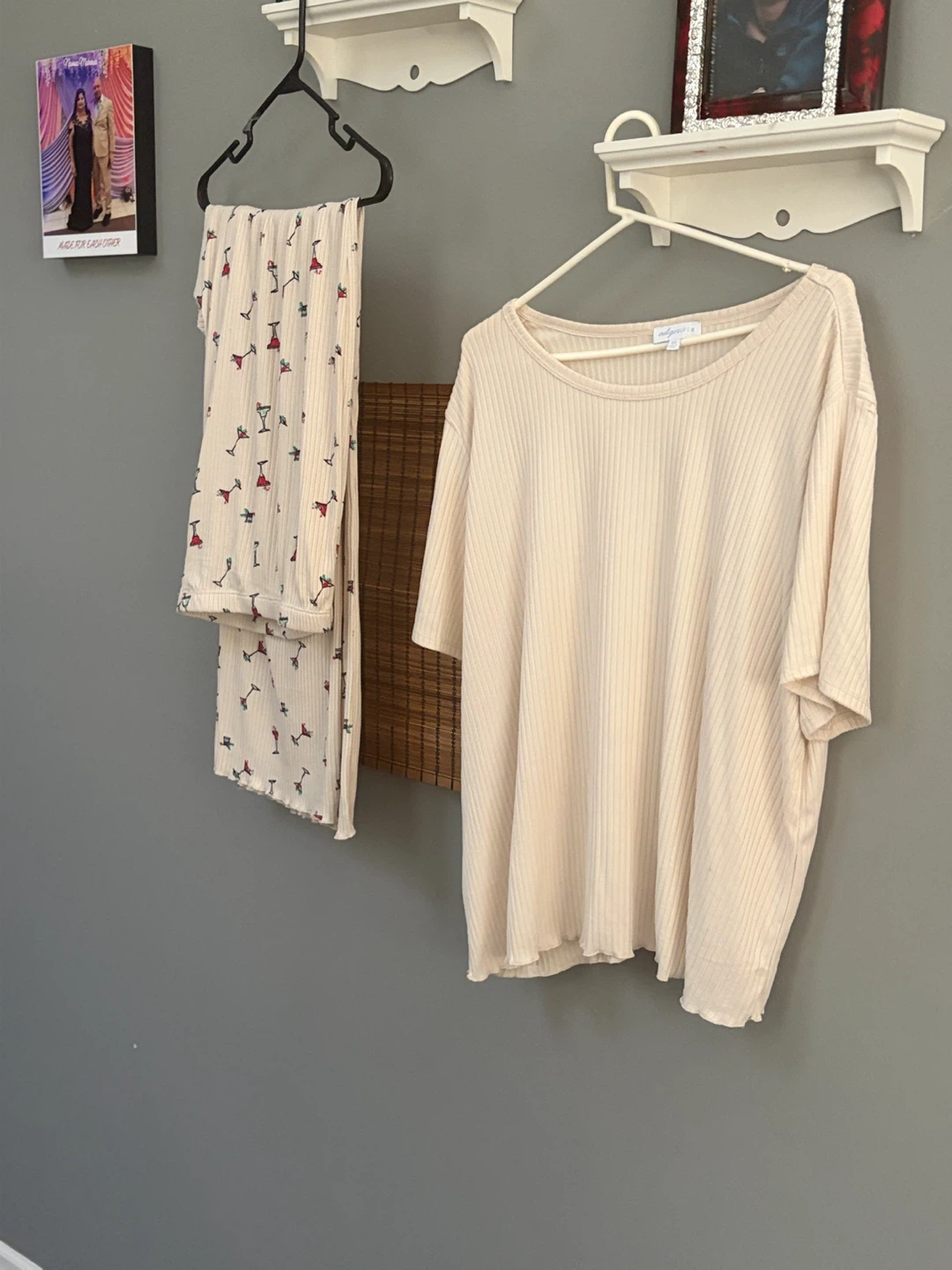 Indigo Bloom Pajama Set - Martini Print Pants & Cream Top - 3X