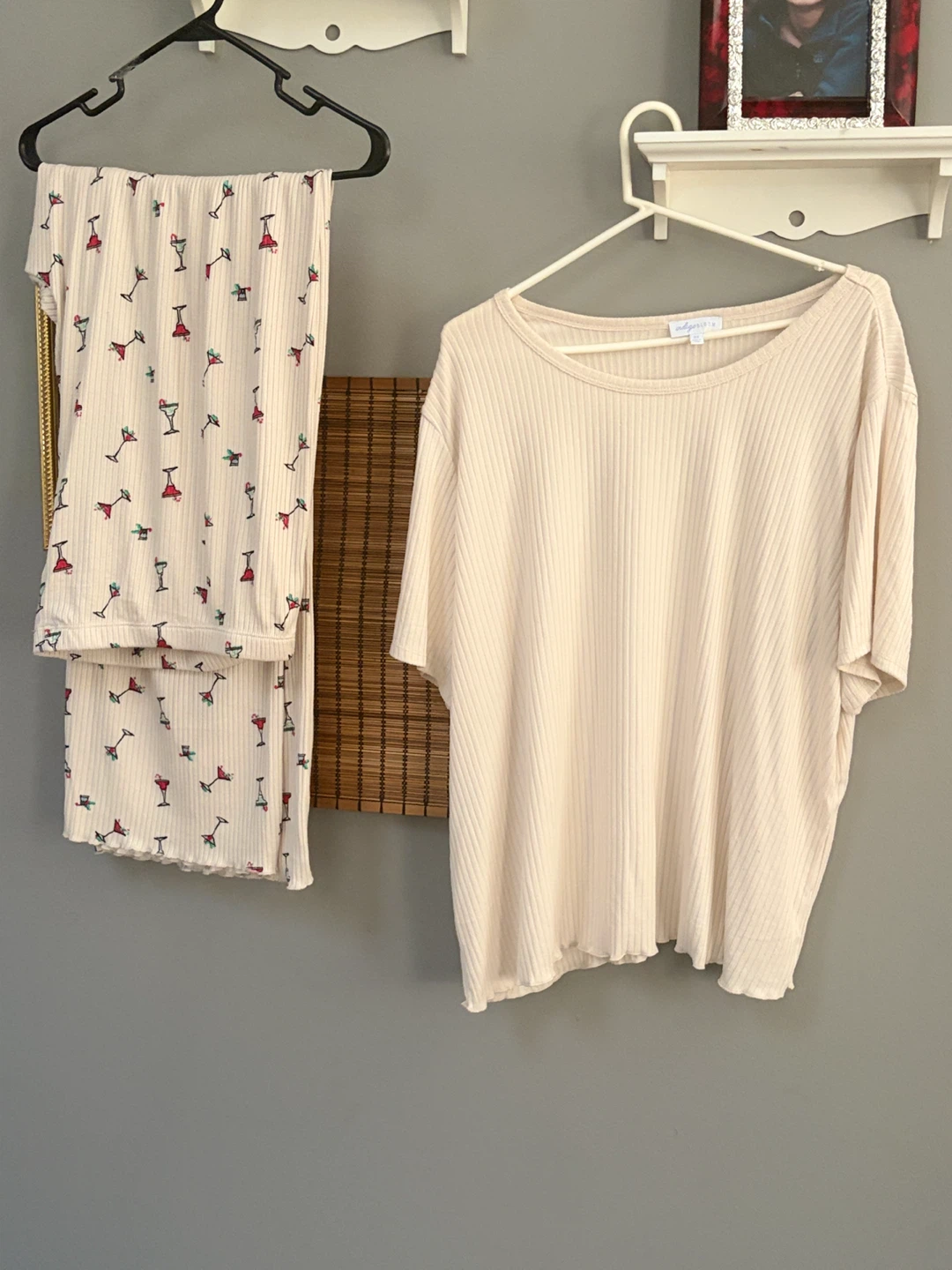 Indigo Bloom Pajama Set - Martini Print Pants & Cream Top - 3X - photo 2