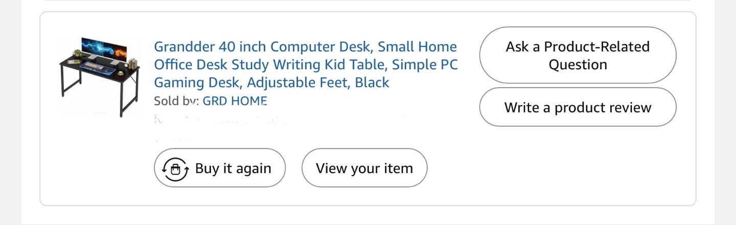 Grandder 40 inch Computer Desk - Black - photo 2