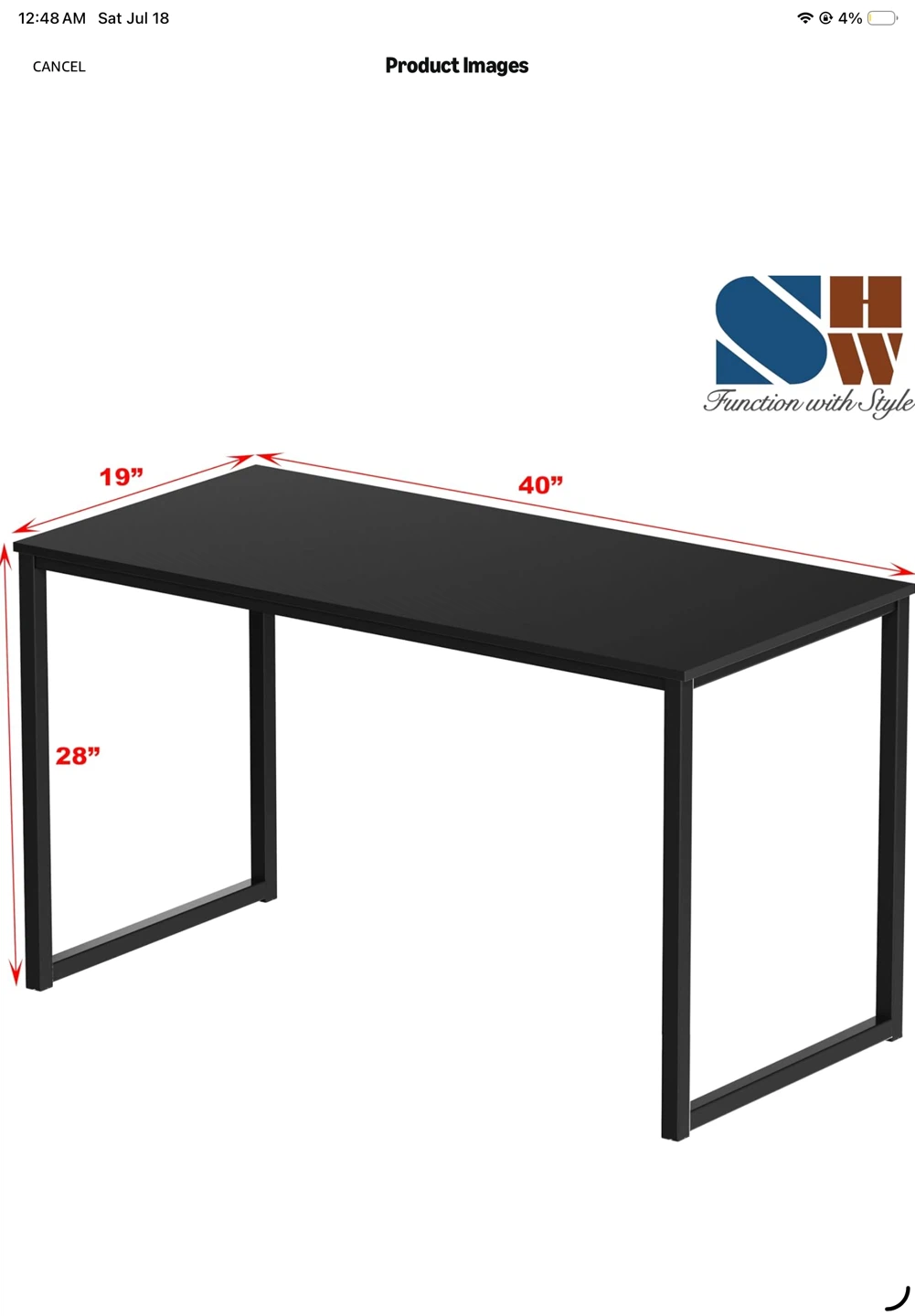 Grandder 40 inch Computer Desk - Black - photo 3