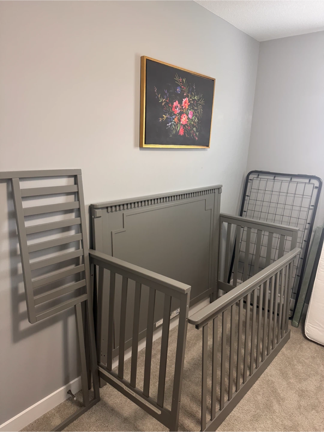 Grey Crib and Mattress Set - photo 4