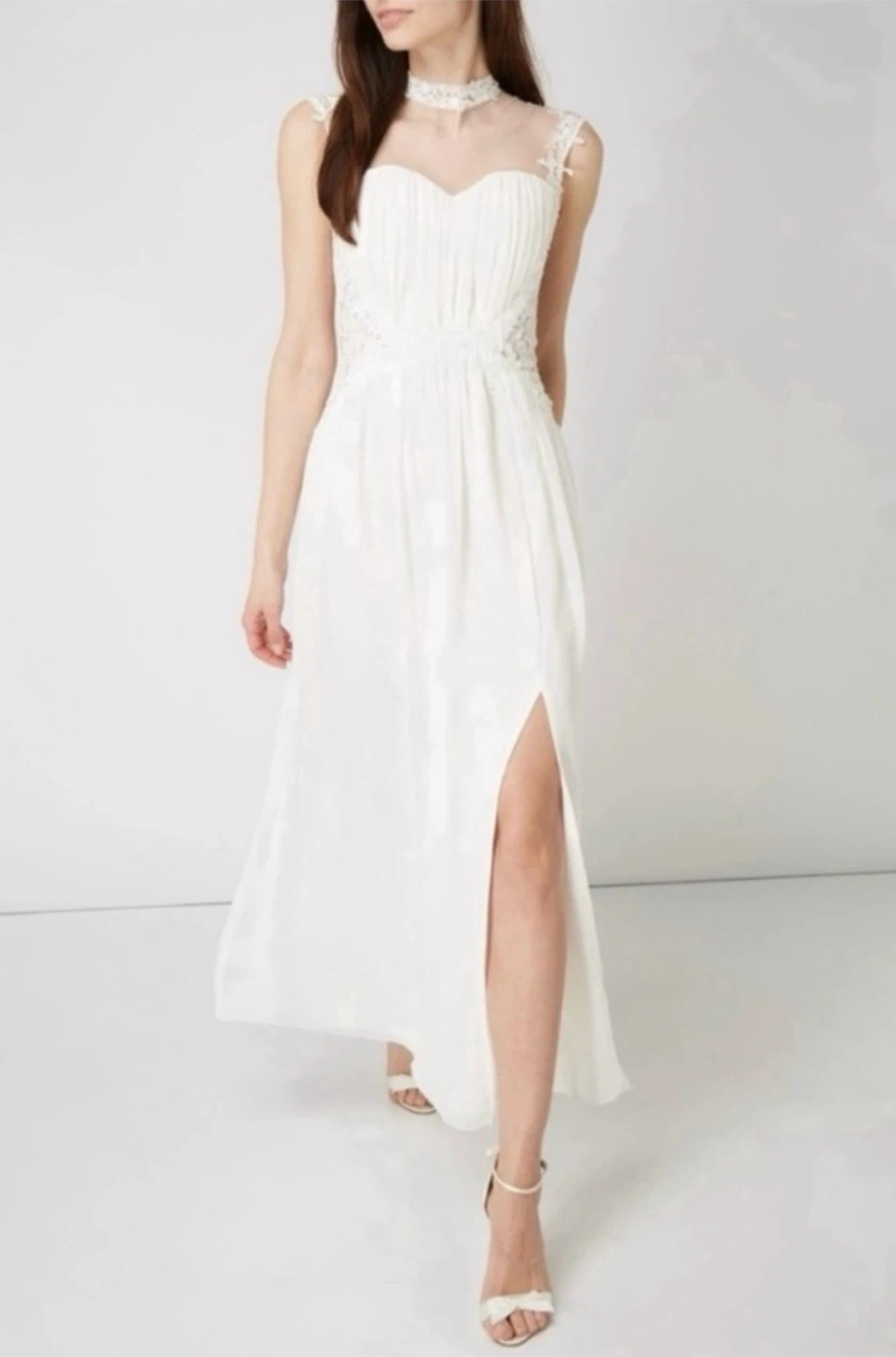 Bridal Sweetheart Maxi Wedding Dress with Floral Lace size 8