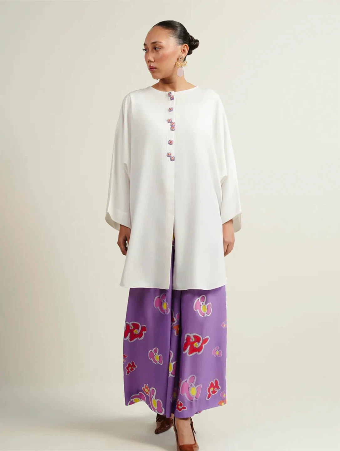 White Crepe Straight-Cut Top