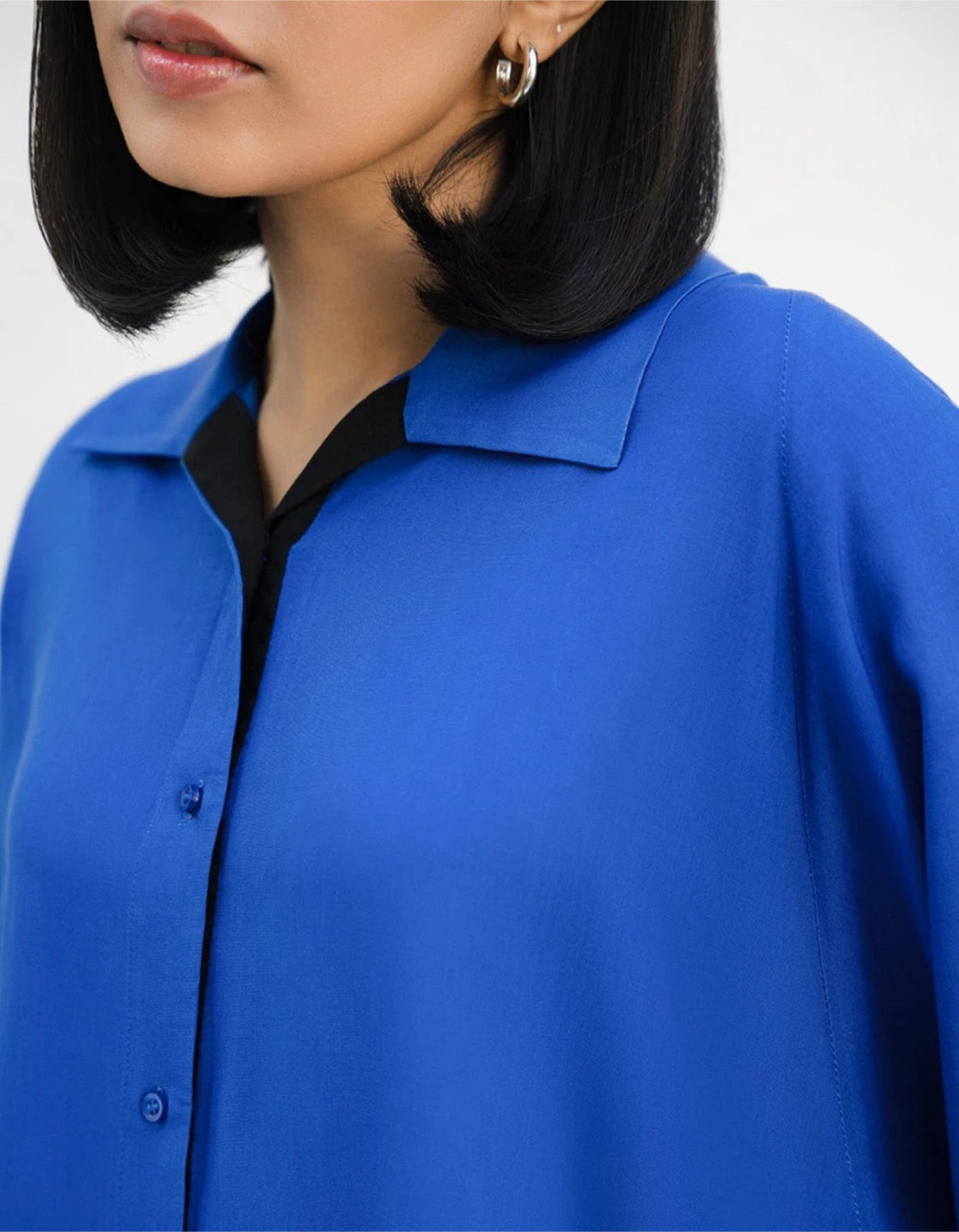 Cobalt Blue Viscose Button-Down Tunic - photo 2