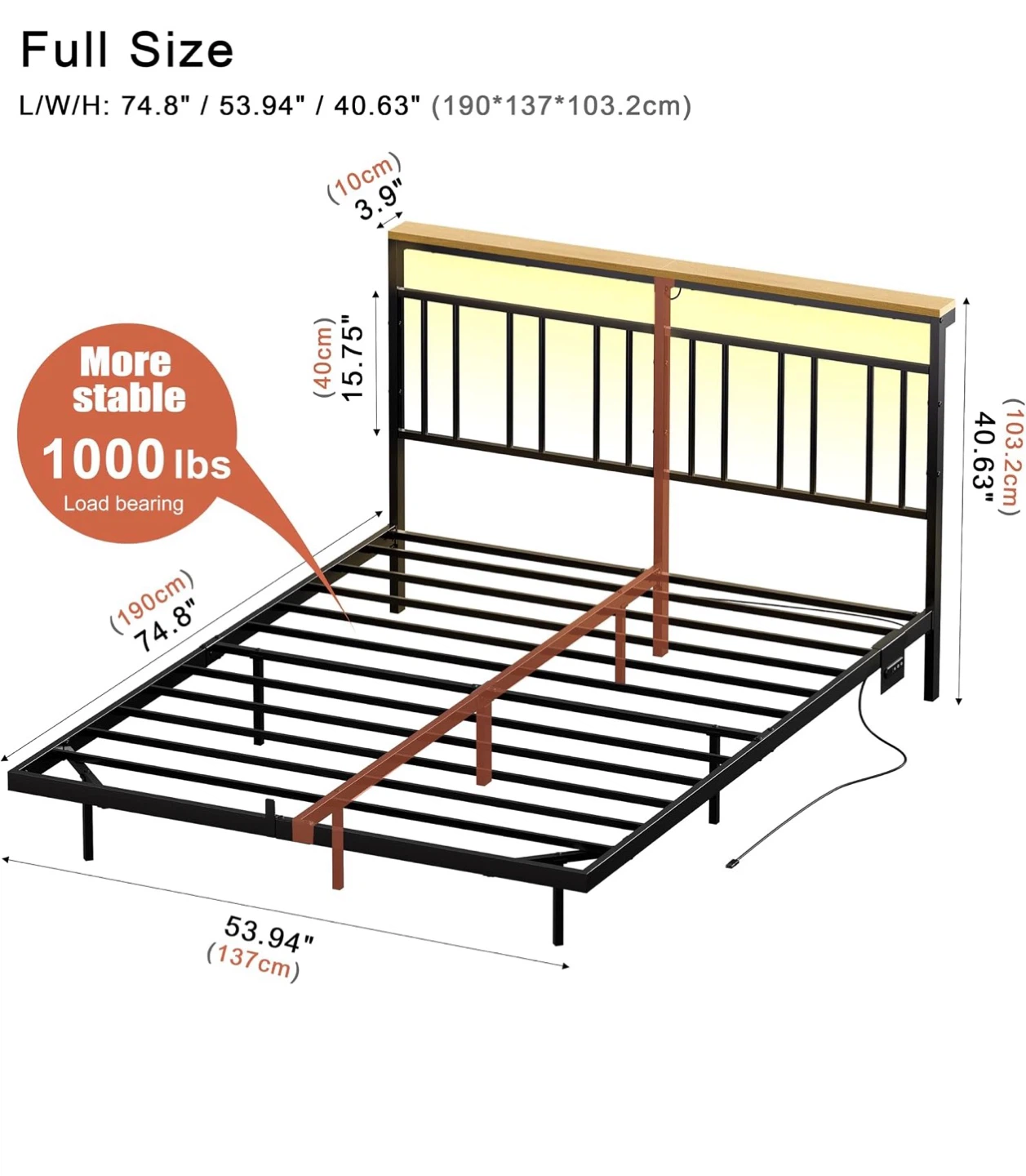 A1 (Full) Mattress with Floating Bed Frame - photo 3