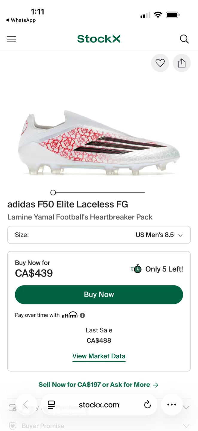 Adidas F50 Elite Laceless FG Soccer Cleats