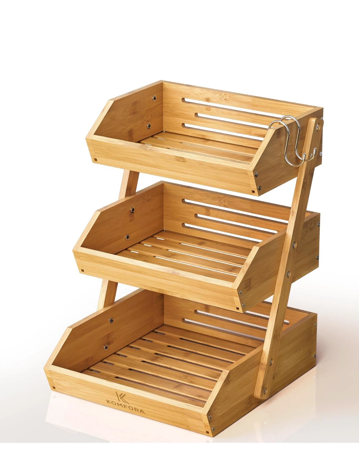 Komfora 3-Tier Bamboo Countertop Fruit Basket