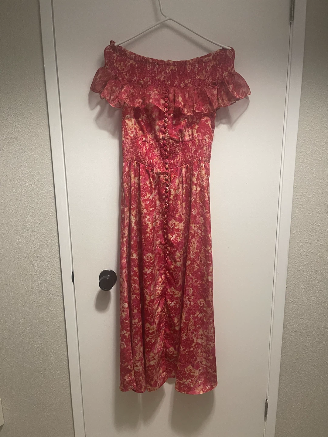 Pink Floral Off-the-Shoulder Midi Dress - photo 2