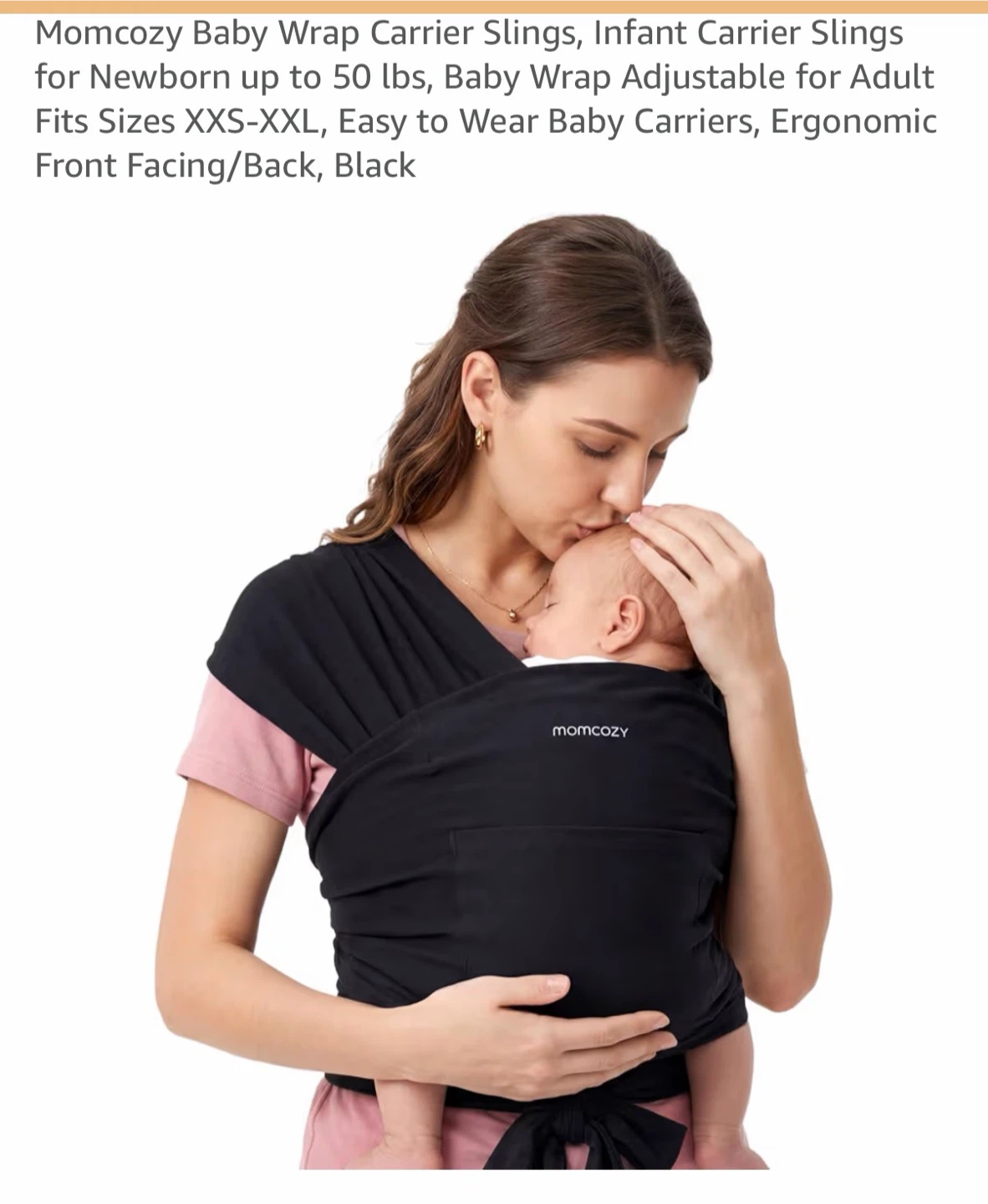 Momcozy Baby Wrap Carrier Sling - Black, XXS-XXL