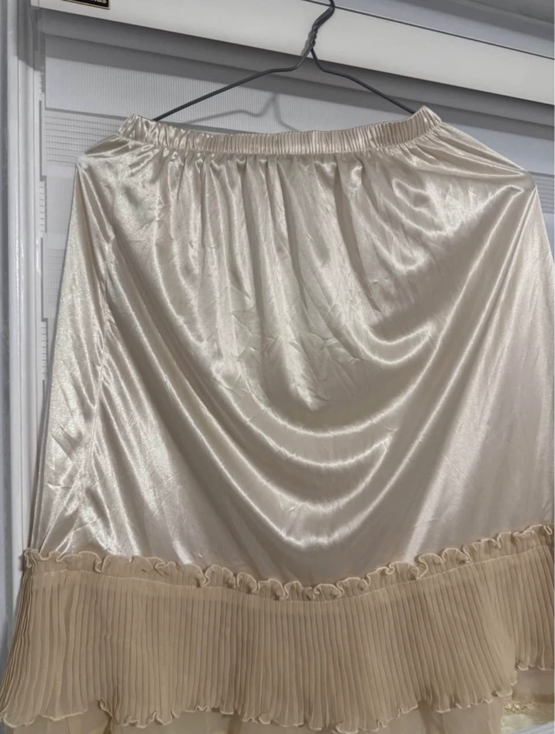 Alphabet Slip Skirt Beige