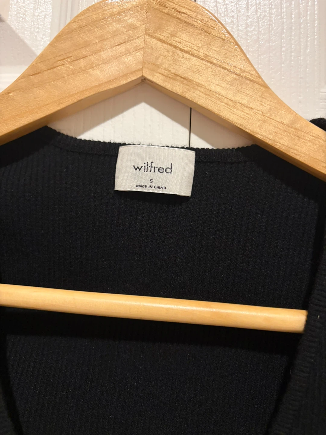 Wilfred Black Ribbed Wrap Cropped Sweater Top Size S - photo 2