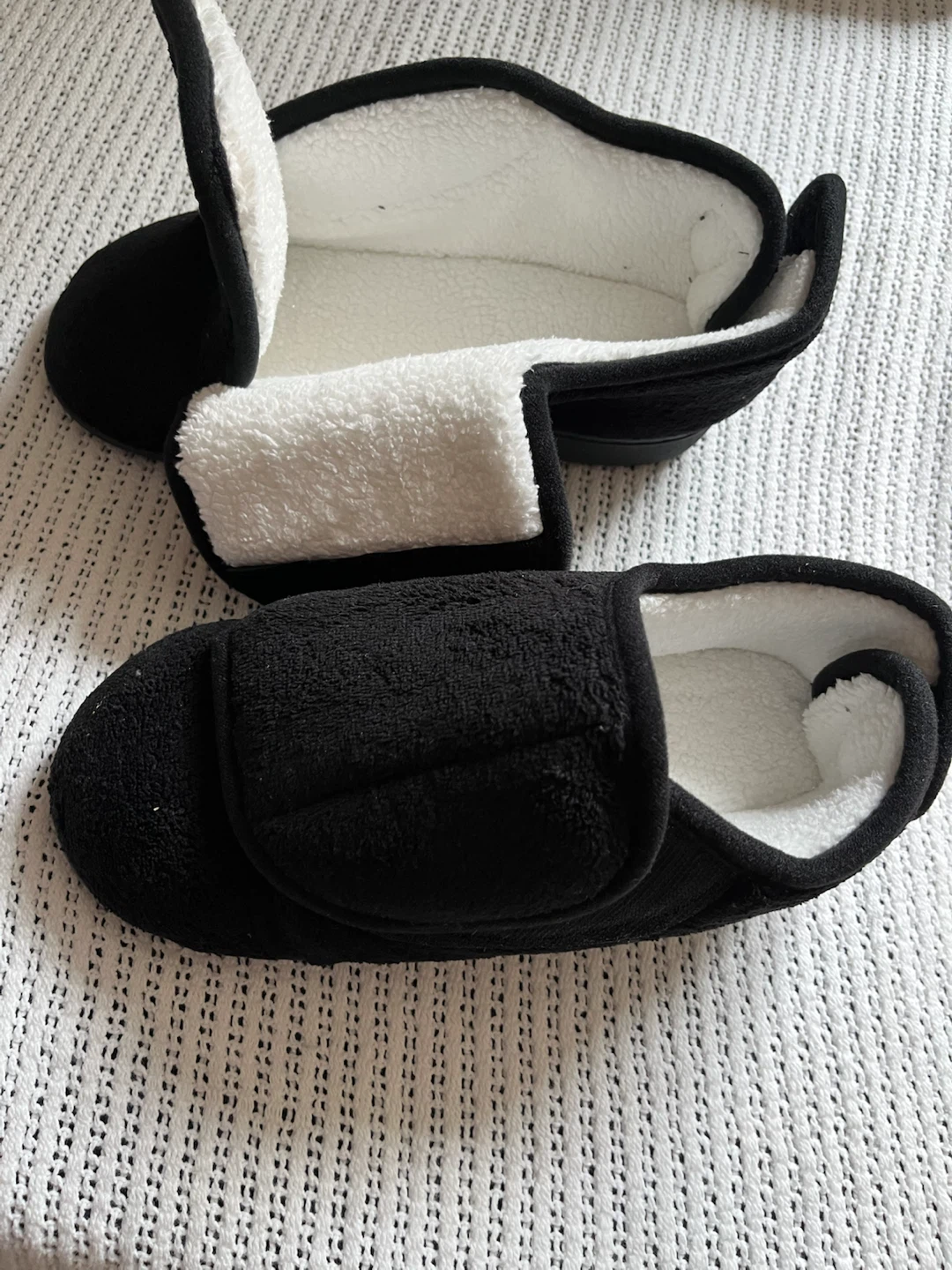 Black Fuzzy Slippers with Adjustable Strap - photo 2