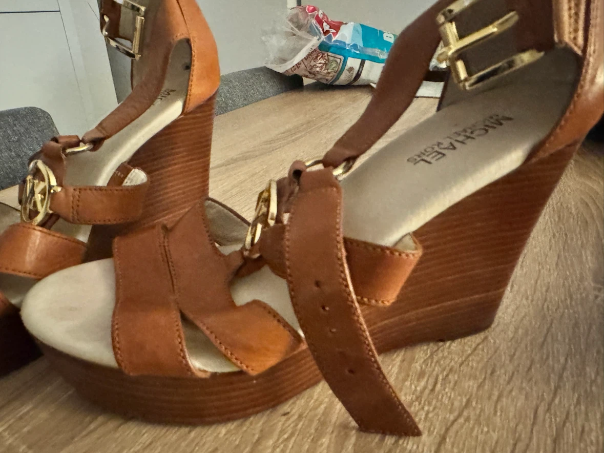 Michael Kors Wedge Sandals - Tan Leather